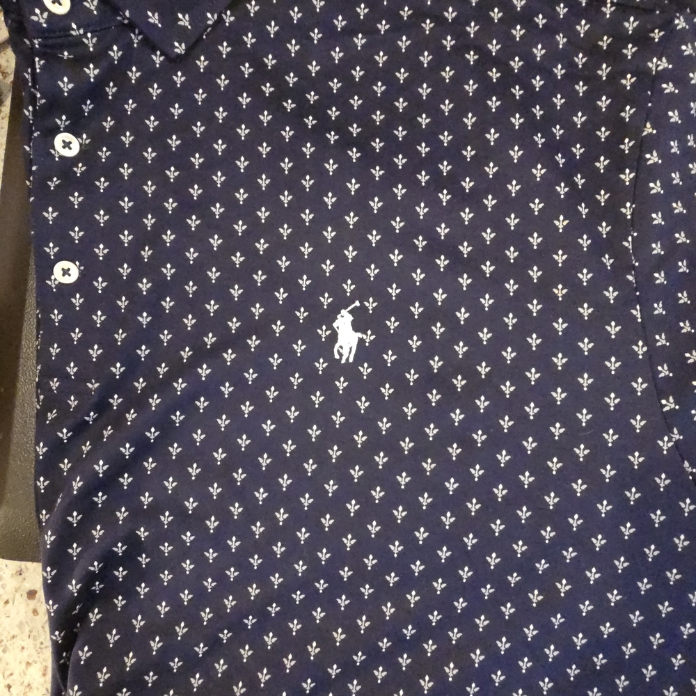 Ralph Lauren Dark Blue Polo with White Pattern